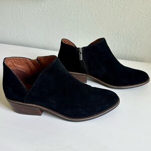 Lucky Brand Black Suede Leather Frankela Bootie 9.5